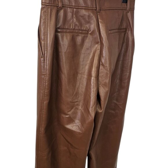 Aritzia Babaton Agency Pants, High Waist, Vegan Leather, Straight Leg, Cognac, 8 - Picture 11 of 11